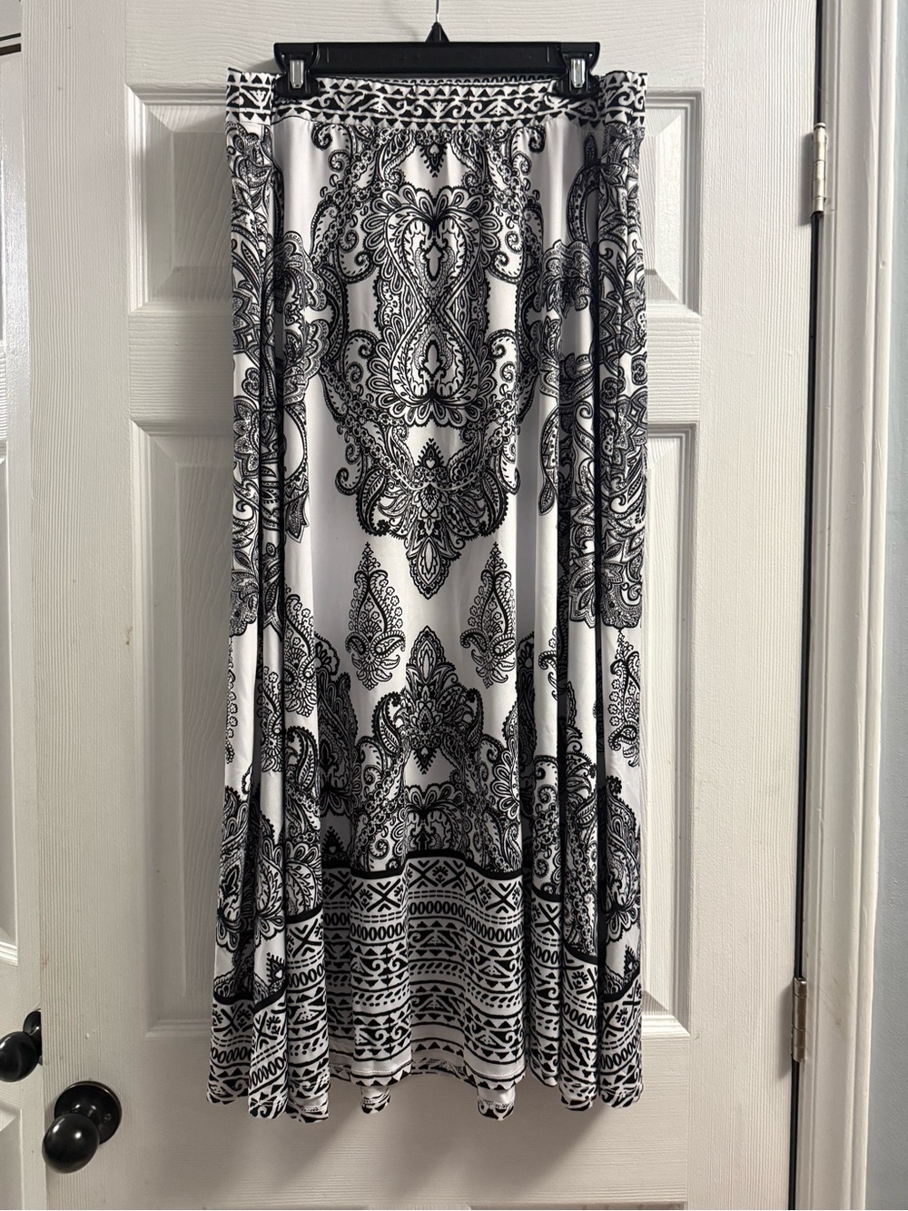 Black & White Paisley Maxi Skirt